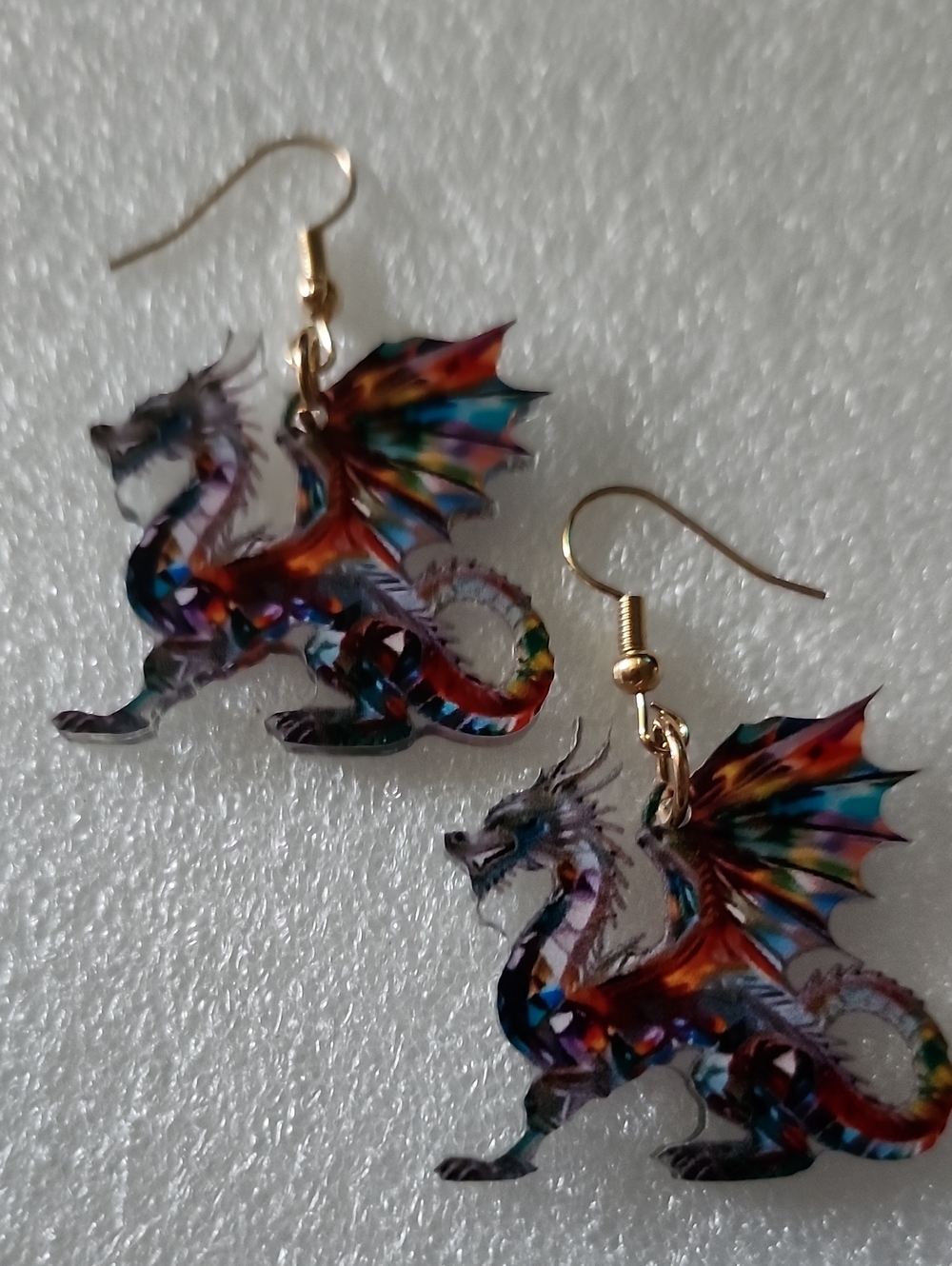 Colorful Dragon Dangle Earrings - Multicolor